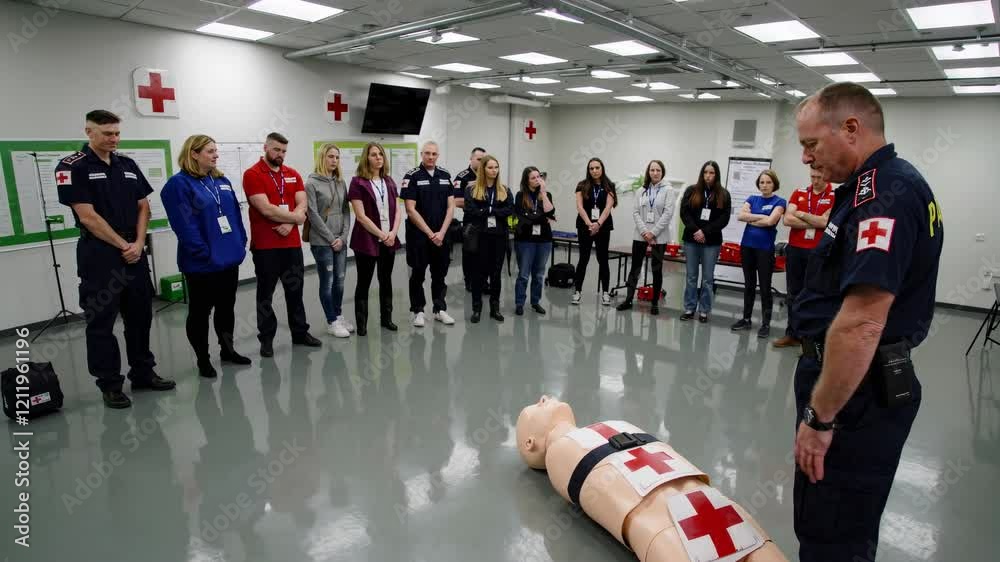 Training session on first aid techniques takes place in a medical classroom setting