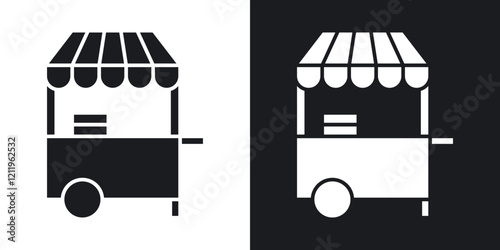 Food cart icons in solid black and white colors photo