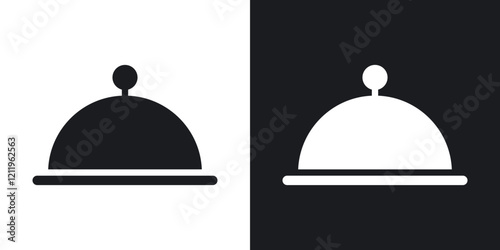 Food tray icons in solid black and white colors