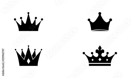 Crown Silhouette Set In Black And White