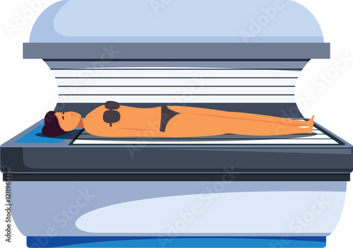 Young woman relaxing while sun tanning in a solarium