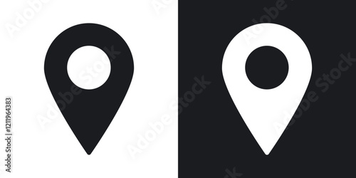 Map marker vector icons pack in black and blue colors