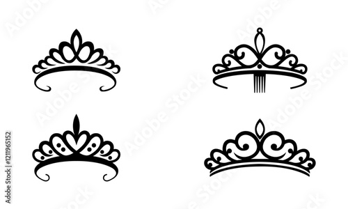 Tiara Silhouette Set In Black And White