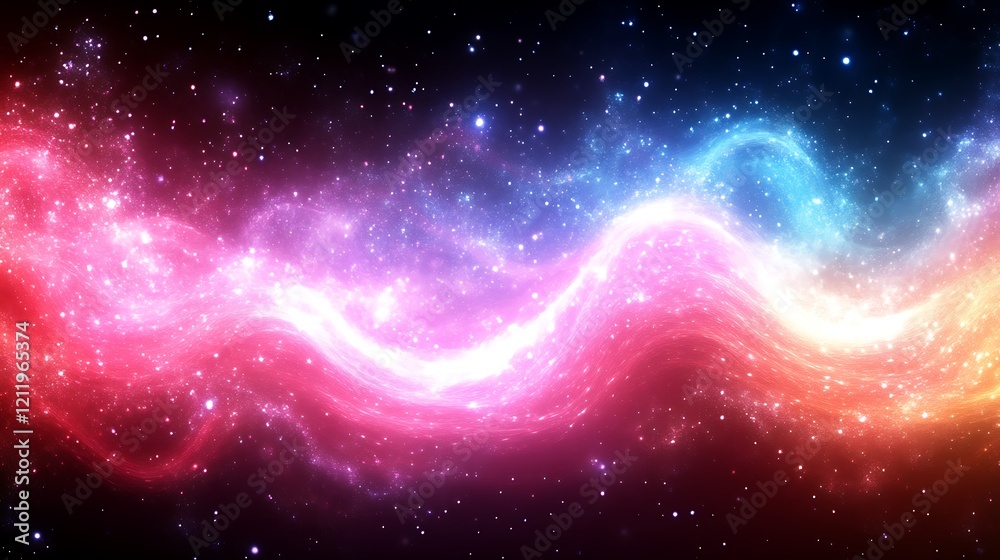 Cosmic Nebula Wave Of Pink Blue And Red Hues Cosmic Nebula Wave Of Pink Blue And Red Hues