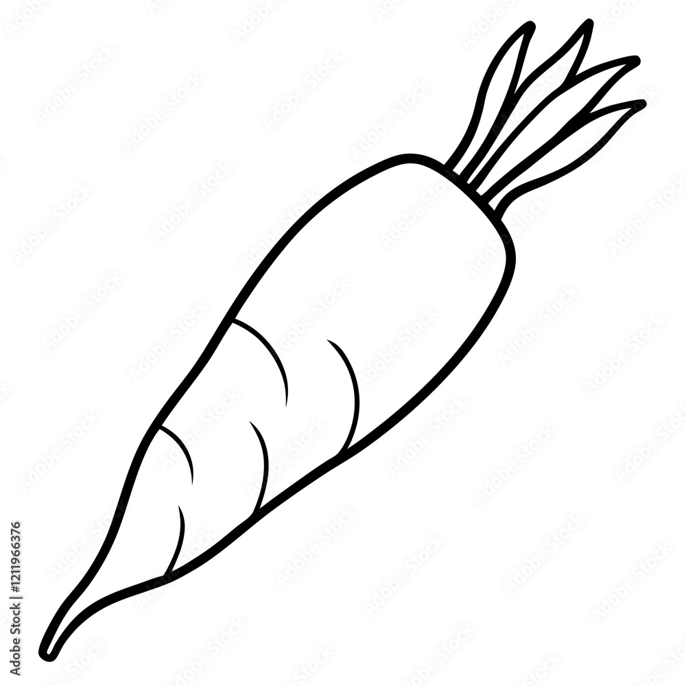Sleek Parsnip Vector One-Line Illustration Sleek Parsnip Vector One-Line Illustration