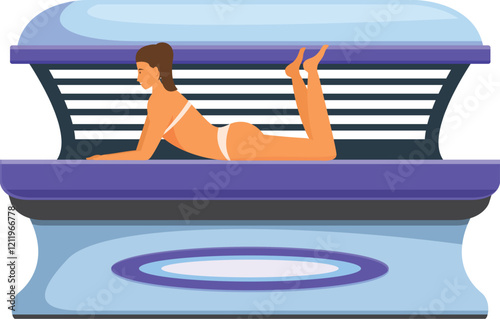 Young woman relaxing in a tanning bed, enjoying artificial sunlight for a perfect tan