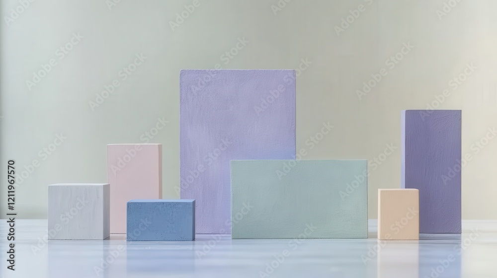 Vibrant Three-Dimensional Geometric Shapes in Soft Pastel Colors against a Minimalist Background Vibrant Three-Dimensional Geometric Shapes in Soft Pastel Colors against a Minimalist Background