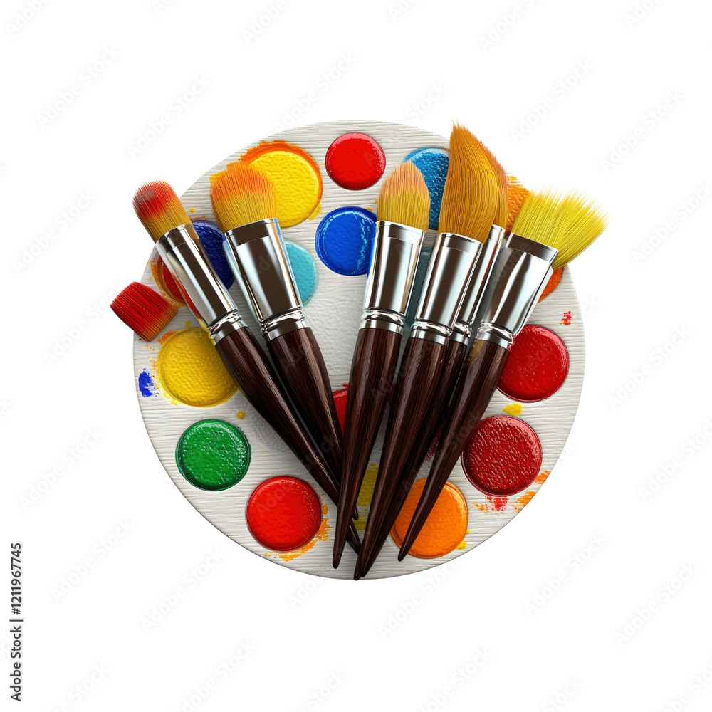Fototapeta premium Colorful Paintbrushes on a Paint Palette