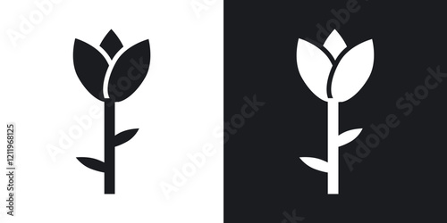 Tulip icons in solid black and white colors