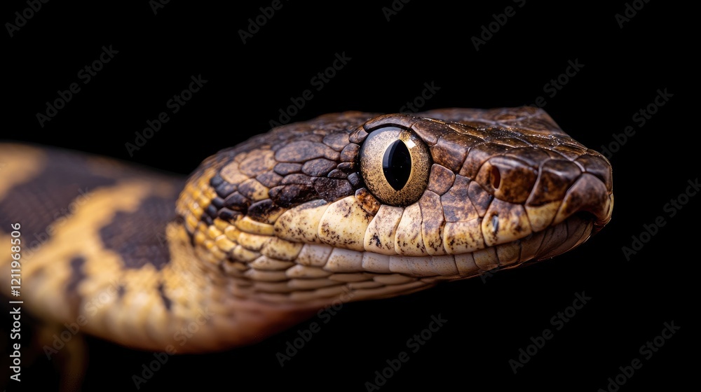 Tropidoelamus Snake Close-Up Capturing Unique Patterns and Textures in an Intriguing Black Background Setting Tropidoelamus Snake Close-Up Capturing Unique Patterns and Textures in an Intriguing Black Background Setting