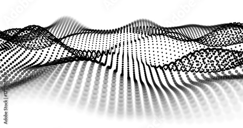 Wave pattern vector. 3D black and white abstract digital particles background. Technology concept. Abstract background. Future vector illustration.