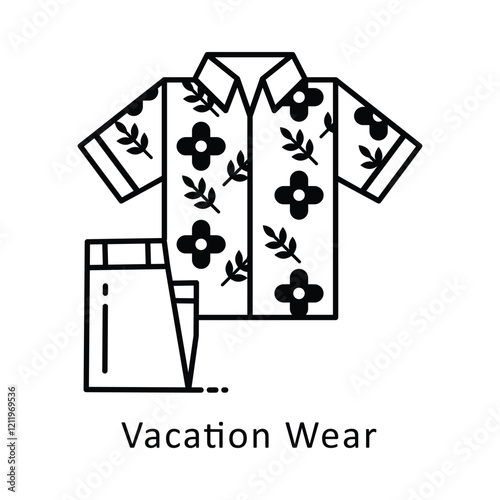 Vacation Wear vector outline icon style. Eps 10 File. 