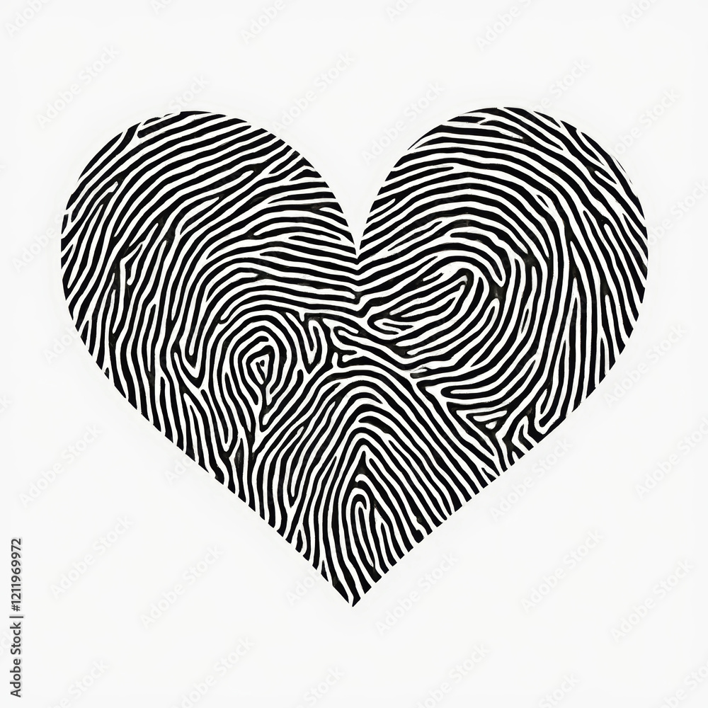 Intricate Heart Design Formed by Overlapping Fingerprints