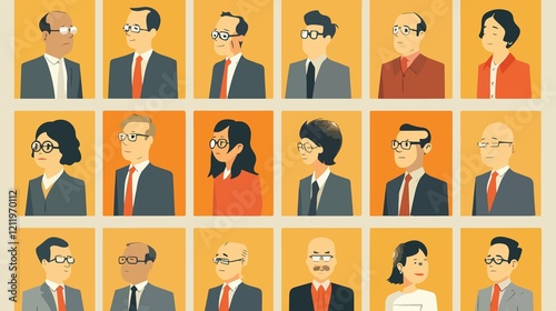 Diverse Group of Professional Business People Avatar Characters Vector Illustration
