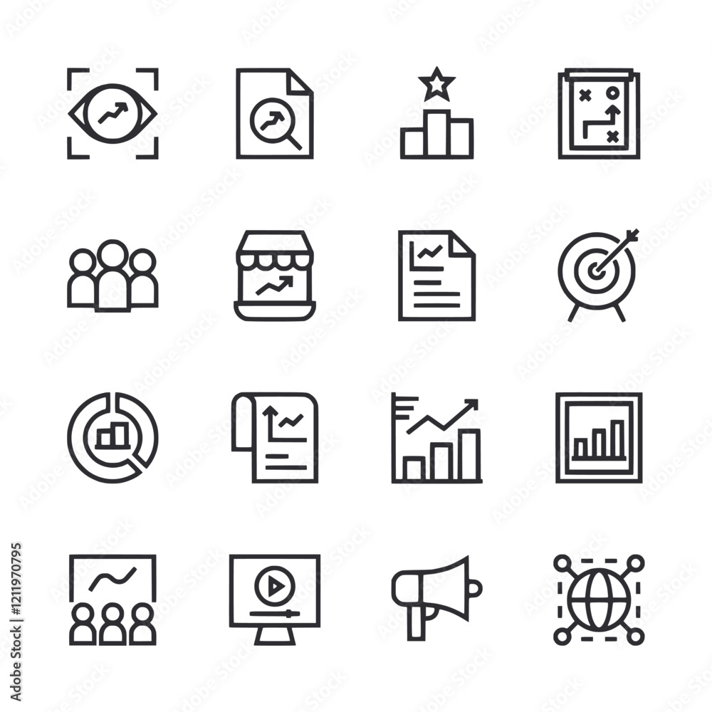 A set of icons that include a person with a magnifying glass A set of icons that include a person with a magnifying glass