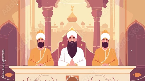 Guru Tegh Bahadur Birthday Celebration Flat Vector Illustration