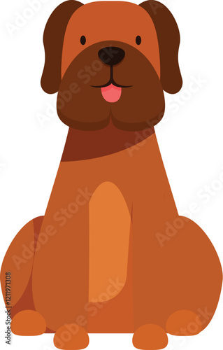 Cartoon illustration of a friendly brown dog sitting and panting with its tongue out