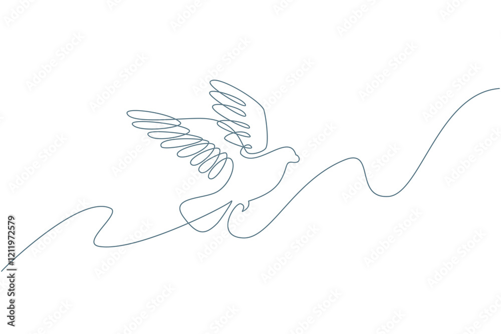 Fototapeta premium Flying Bird One Continuous Line Drawing Sign Emblem. Vector illustration of Dove Symbol Peace and Freedom Concept