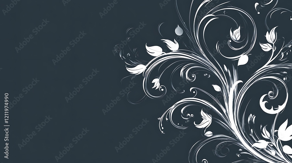 Abstract White Floral Design On Dark Background Abstract White Floral Design On Dark Background