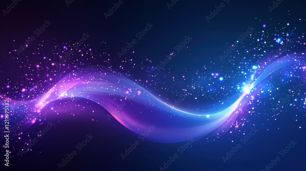 Obraz premium Vibrant Abstract Background with Colorful Waves and Sparkling Stars in a Dark Setting for Creative Design Projects and Digital Artwork