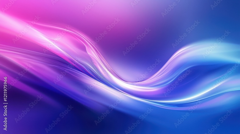 Naklejka premium Abstract waves of flowing light in vibrant shades of pink and blue creating a serene and dreamlike atmosphere suitable for various creative projects and designs