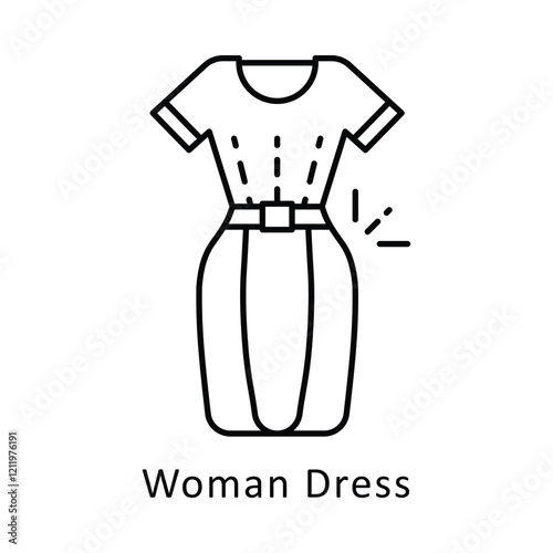 Woman Dress vector outline icon style. Eps 10 File. 