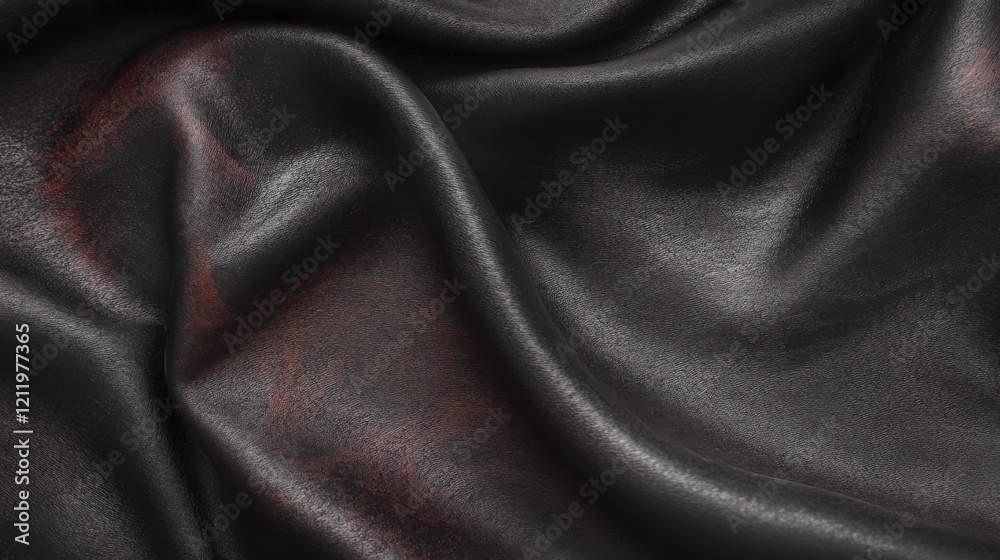 Luxurious black leather texture with subtle red accents Luxurious black leather texture with subtle red accents