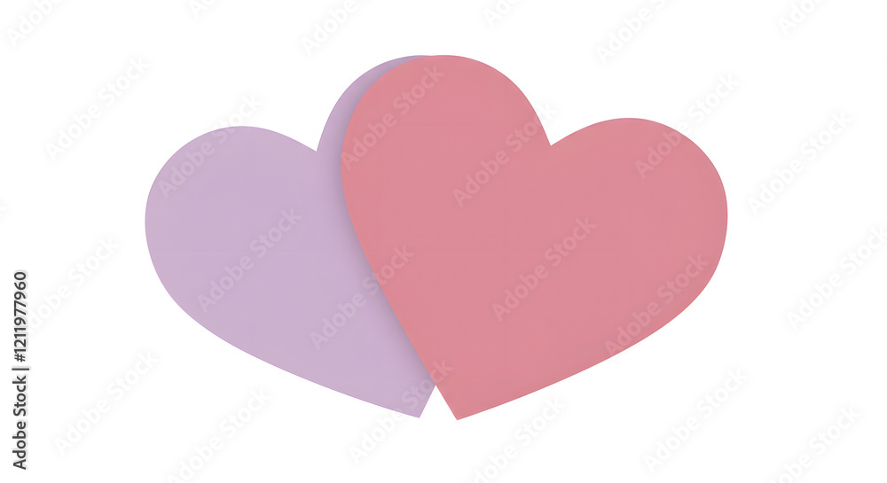 Two hearts layered on top of each other for Valentine's Day.