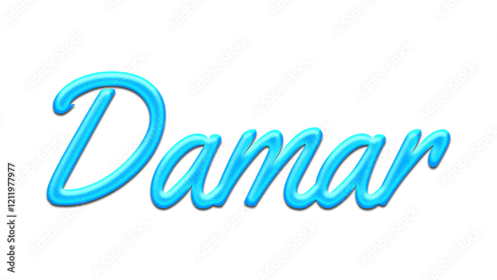 Glowing blue effect of name Damar on white background. Glowing blue effect of name Damar on white background.