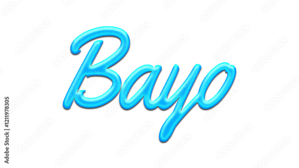 Glowing blue effect of name Bayo on white background. Glowing blue effect of name Bayo on white background.