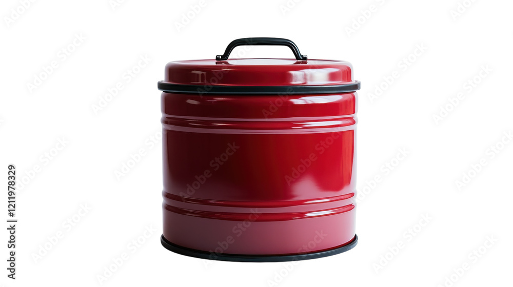 A vibrant red kitchen canister adding charm to a cozy home setting A vibrant red kitchen canister adding charm to a cozy home setting