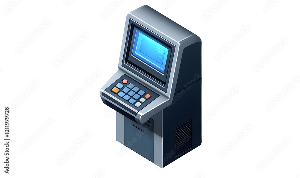 Retro computer terminal, digital display, futuristic setting, data processing, game design Retro computer terminal, digital display, futuristic setting, data processing, game design