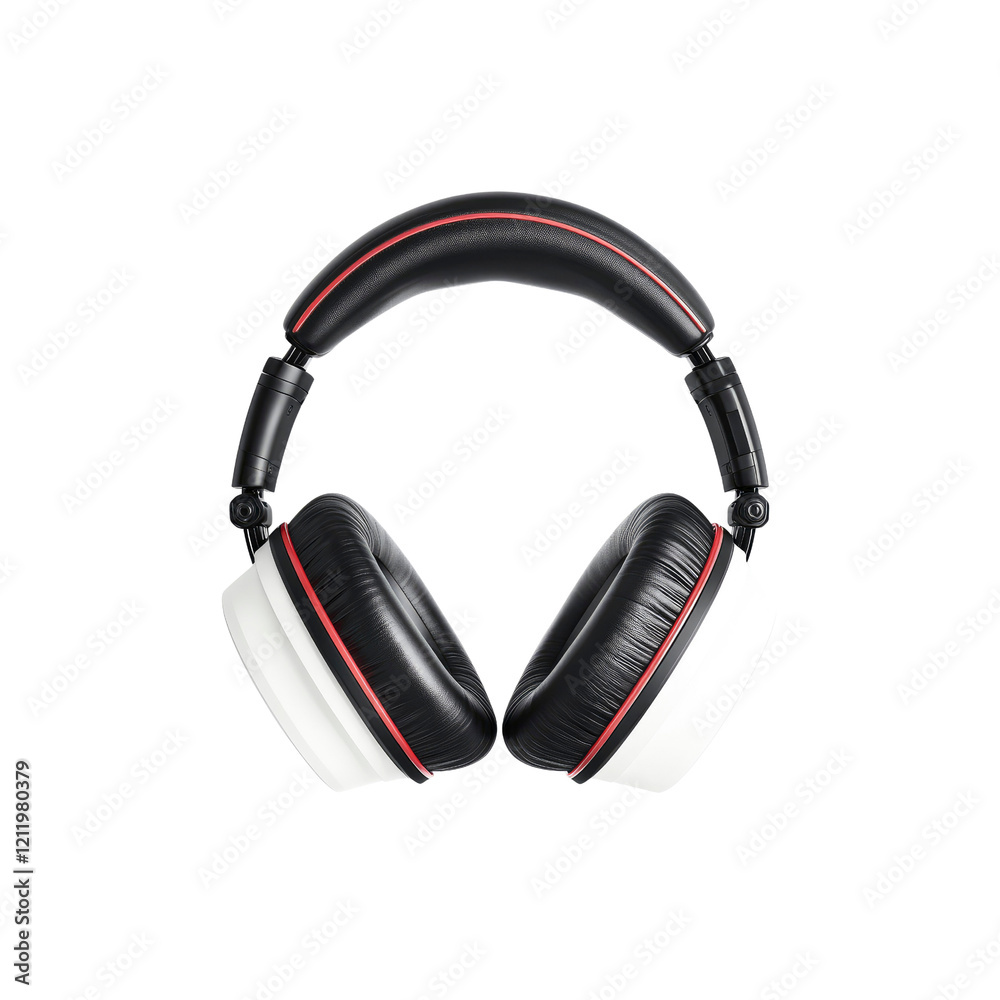 Stylish Black and White Headphones with Red Accents Stylish Black and White Headphones with Red Accents