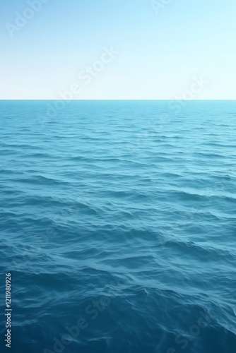 Calm ocean surface under a clear blue sky.