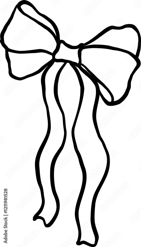 Coquette Bow Squiggle Hand Drawn coloring image