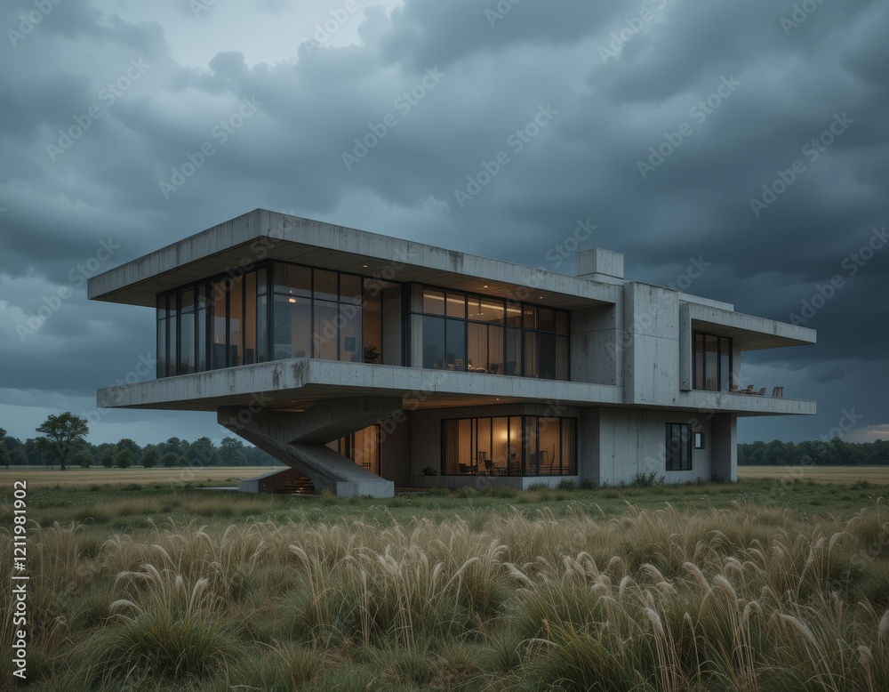 Tornado-resistant home with underground safe room Generative AI Tornado-resistant home with underground safe room Generative AI