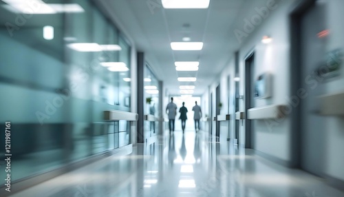 Wallpaper Mural Blurred Hospital Corridor with Medical Staff Walking Torontodigital.ca