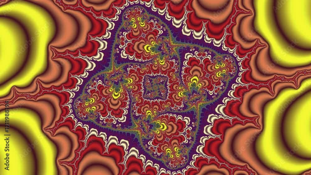 Explore this stunning fractal artwork featuring swirling patterns in vivid creating an enchanting kaleidoscope of mathematical precision and artistic beauty.