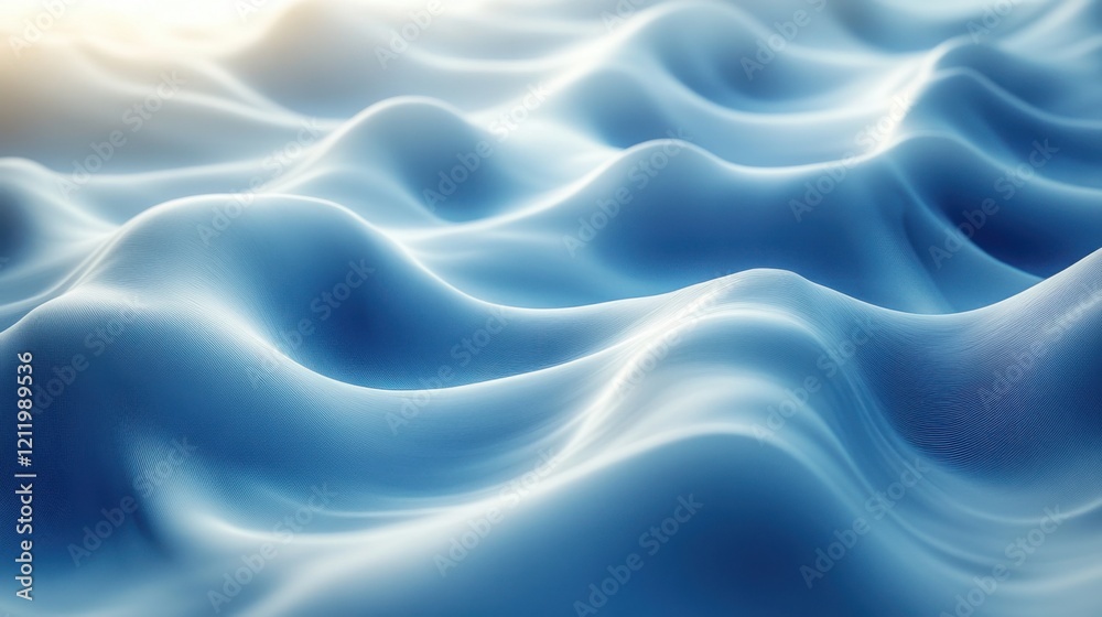 Obraz premium Abstract Blue Wave Background Smooth Serene Undulating 3D Render