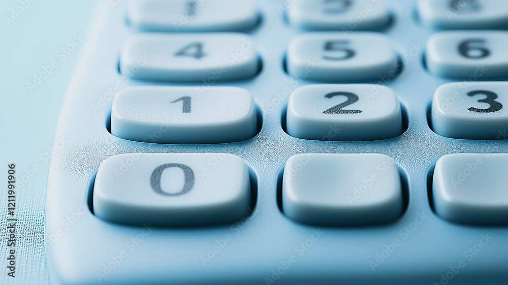 Close-up Pastel Calculator: A detailed close-up shot of a light blue calculator, highlighting the soft pastel color and the slightly curved buttons, creating a calming and minimalist aesthetic. Close-up Pastel Calculator: A detailed close-up shot of a light blue calculator, highlighting the soft pastel color and the slightly curved buttons, creating a calming and minimalist aesthetic.