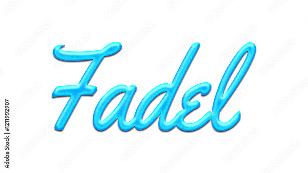 Glowing blue effect of name Fadel on white background. Glowing blue effect of name Fadel on white background.