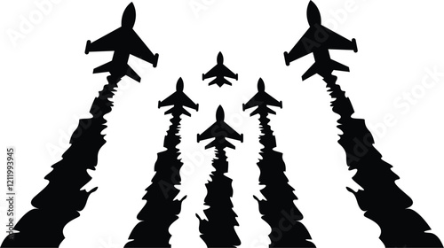 Airplane icon set, Fighter jet icon, silhouette of fighter plane logo design modern concept