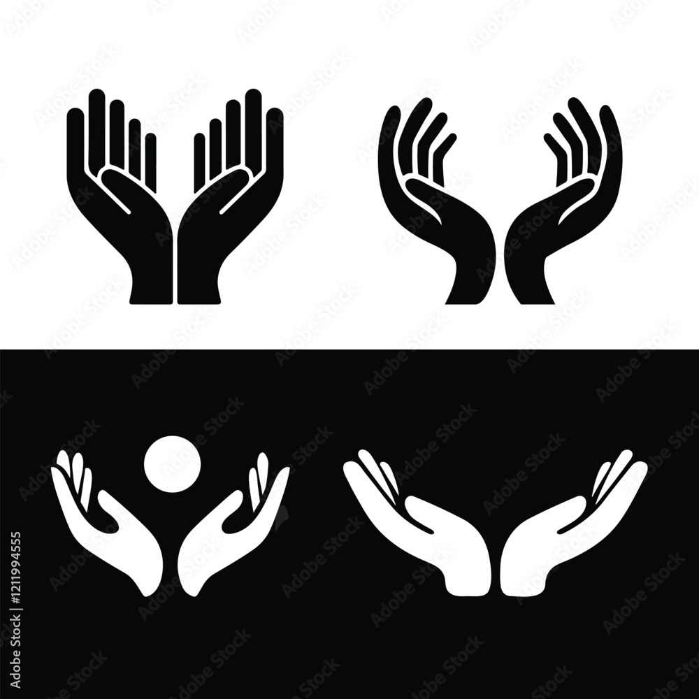 Worship Silhouette. Prayer hands, namaste gesture sign isolated on white background. peace and care vector flat illustration. Worship Silhouette. Prayer hands, namaste gesture sign isolated on white background. peace and care vector flat illustration.