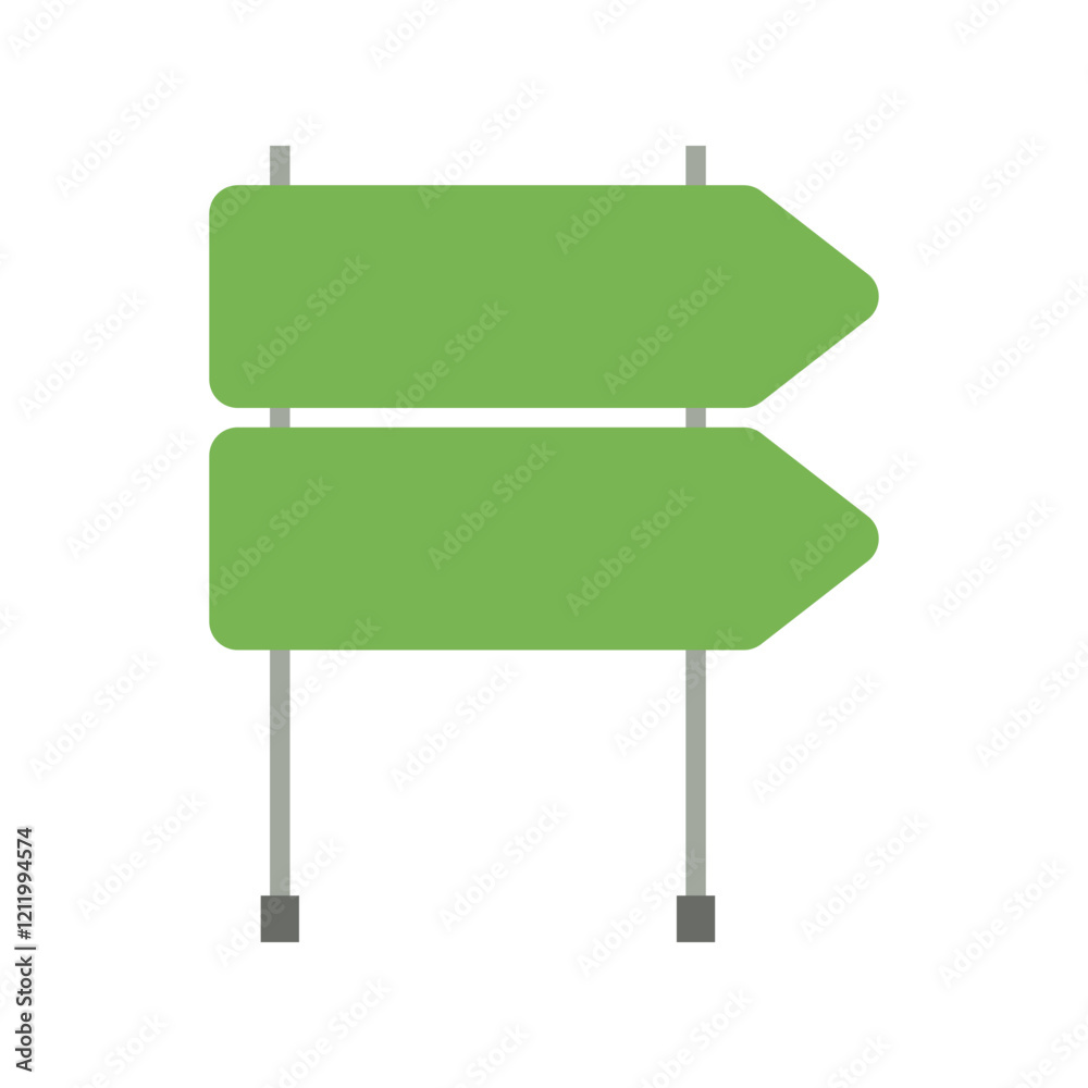 Obraz premium Minimalist directional sign with two blank green arrows pointing in the same direction.