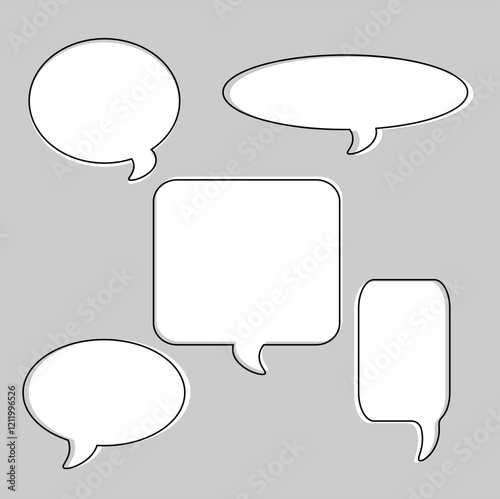 white bubble speach in frame empty , set baloon, conversation dialogue, bubbles set