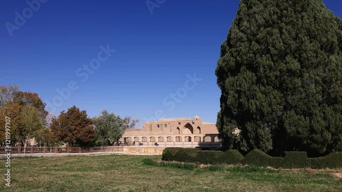 Zoroastrian cypress Sarv (4500 years old) in the province of Yazd. Iran. The second oldest tree in the world. The Sarve-e-Abarkouh cypress, also known as the Zoroastrian tree, the oldest tree in Iran photo