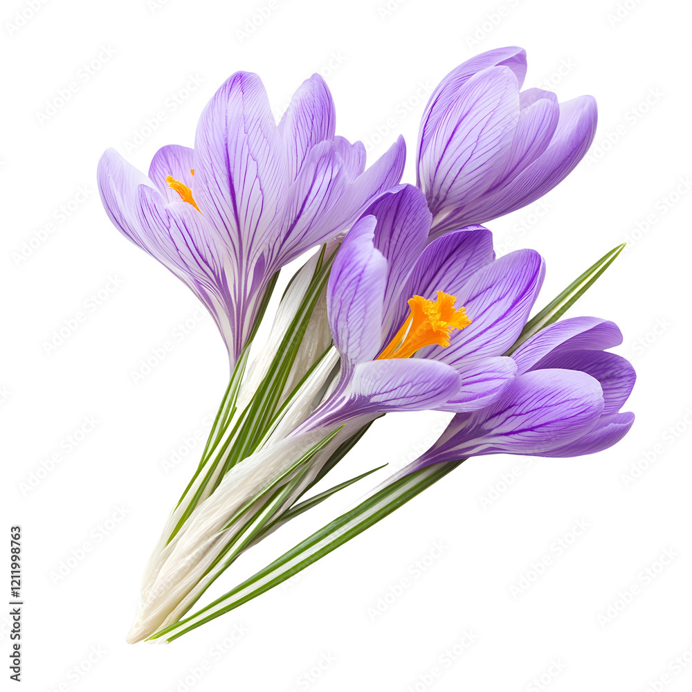 Fototapeta premium Purple crocus flowers isolated on white background. 
