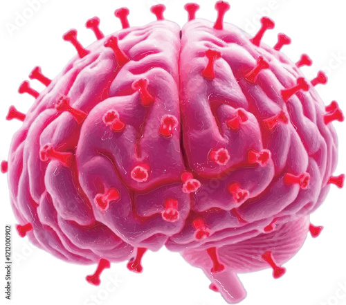 Brain viral infection, Viral meningitis and encephalitis. 3d illustration