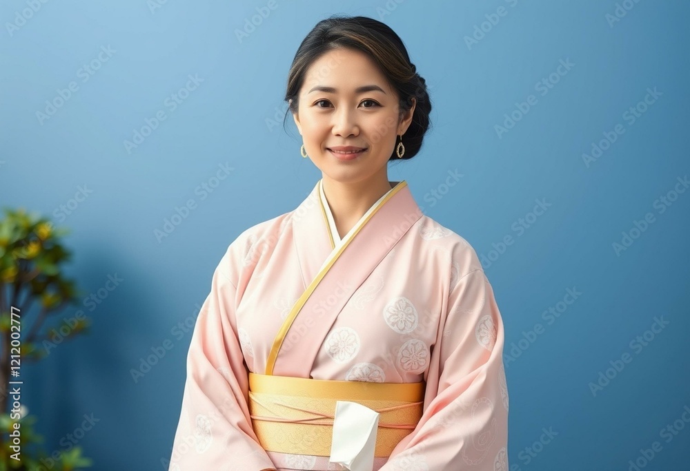 Traditional Japanese woman in kimono and hakama Traditional Japanese woman in kimono and hakama