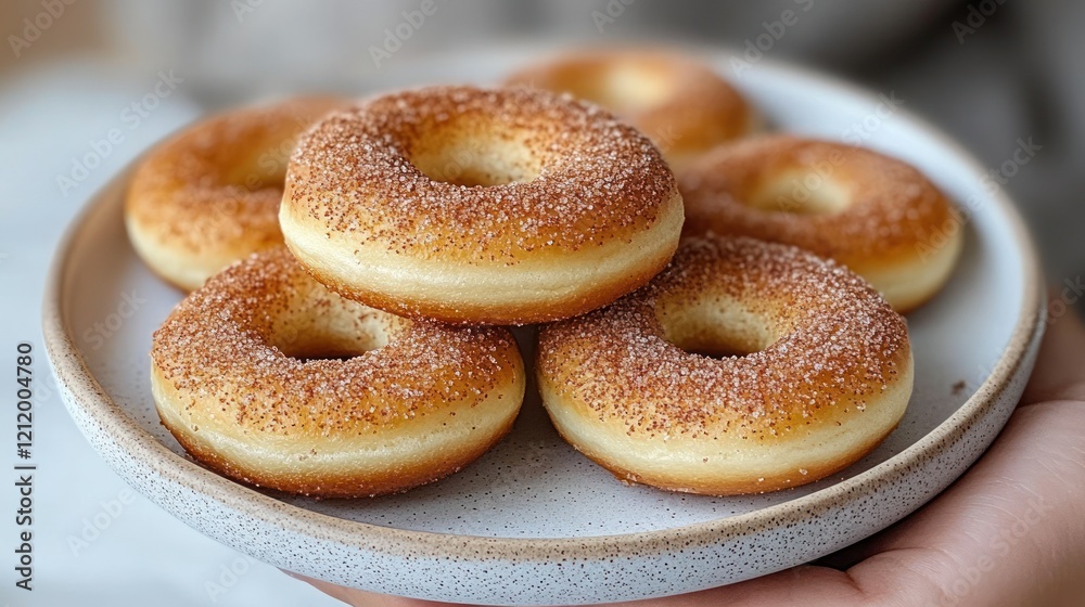 A Plate of Delicious Cinnamon Sugar Donuts A Plate of Delicious Cinnamon Sugar Donuts